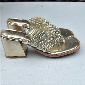 Seychelles Gold Metallic Heels with Block Heel